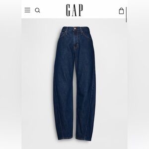Dark Wash GAP High-Rise Barrel Jeans - 8R